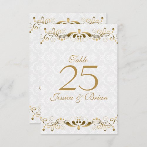 White  Elegant Gold Lace Frame Invitation