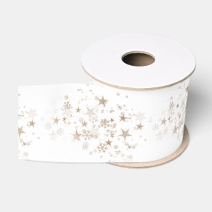 White Elegant Gold Star Holiday New year Gifts  Grosgrain Ribbon