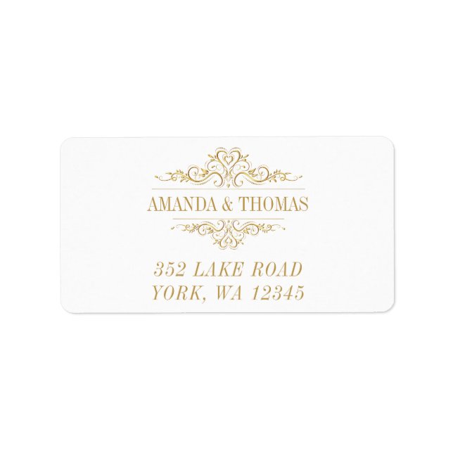 White Elegant Golden Frame Address Labels (Front)
