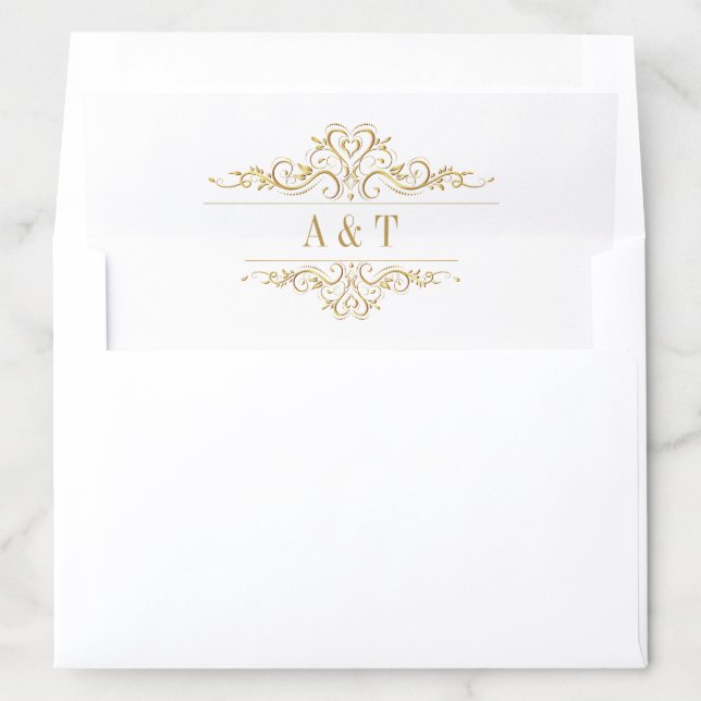 White elegant golden frame stylish envelope liner (In Envelope)