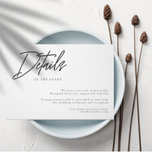 White Elegant Modern Details Wedding Enclosure Card