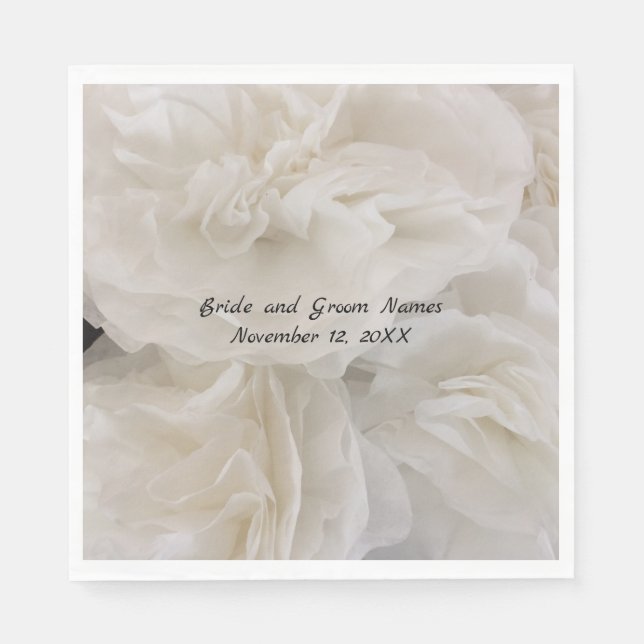White Elegant Paper Flowers Napkins (Front)