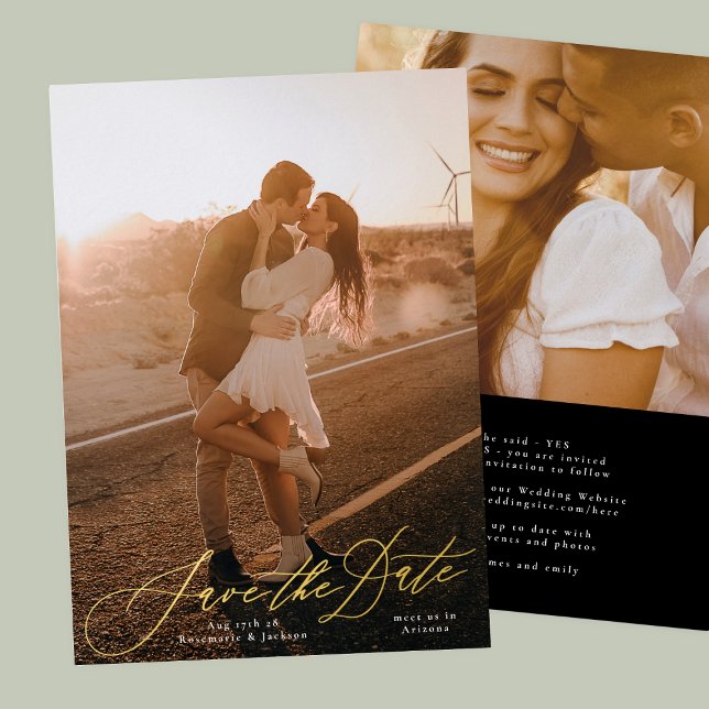 White Elegant Photo The Wedding Gold Save The Date Foil Invitation (Creator Uploaded)