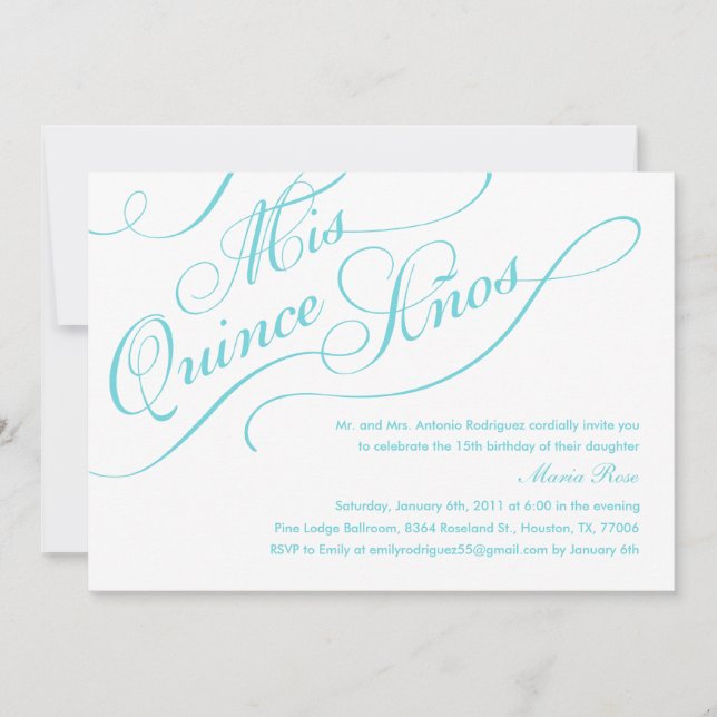 White Elegant Quinceanera Invitations (Front)