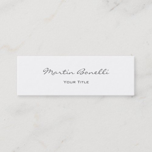 White Elegant Script Simple Trendy Professional Mini Business Card