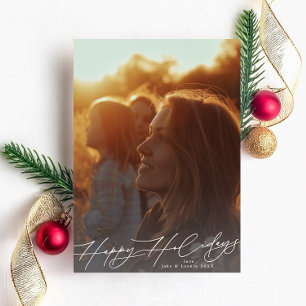 White Elegant Splendor Photo Happy Holiday Card