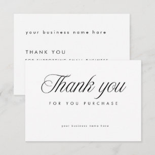 White Elegant Thank You Card Small Business 
