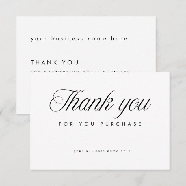 White Elegant Thank You Card Small Business  (Front/Back)