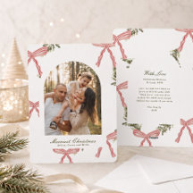 White Elegant Traditional & Preppy Red Bows Greens