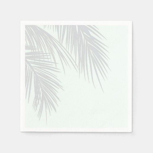 White Elegant Tropical Palm Tree Leaves Wedding Paper Napkins