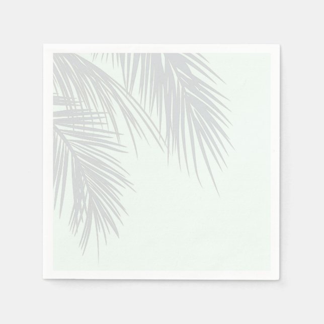 White Elegant Tropical Palm Tree Leaves Wedding Paper Napkins (Front)