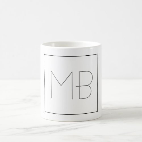 White Elegant Unique Monogrammed Coffee Mug