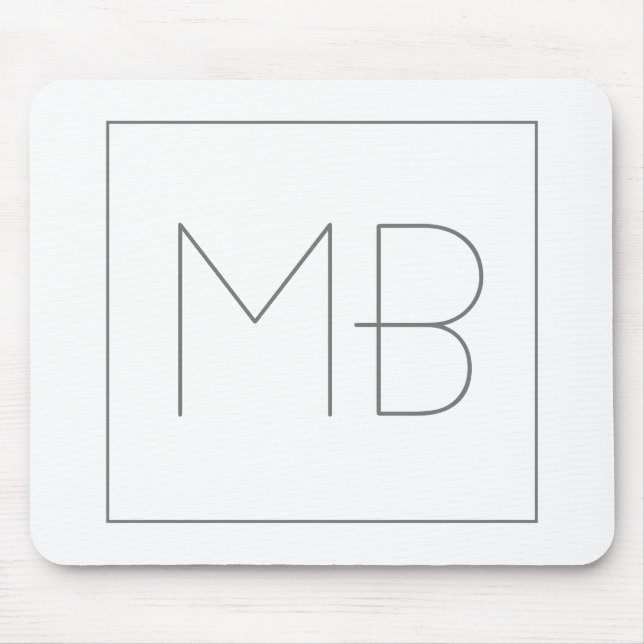 White Elegant Unique Monogrammed Mouse Pad (Front)