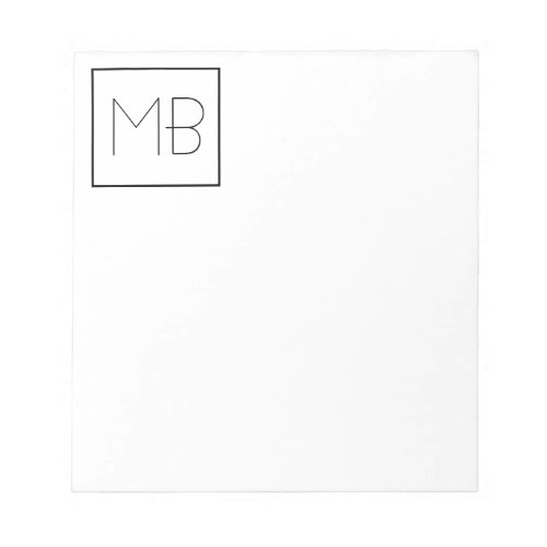 White Elegant Unique Monogrammed Notepad