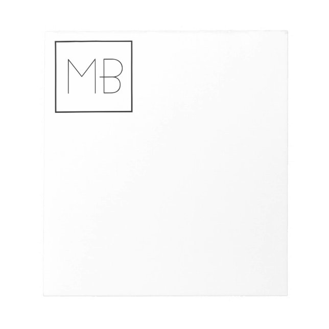 White Elegant Unique Monogrammed Notepad (Front)