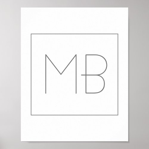 White Elegant Unique Monogrammed Poster