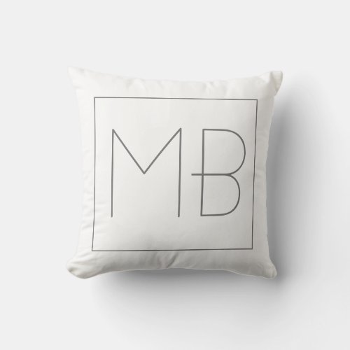 White Elegant Unique Monogrammed Throw Pillow