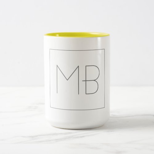 White Elegant Unique Monogrammed Two_Tone Coffee Mug