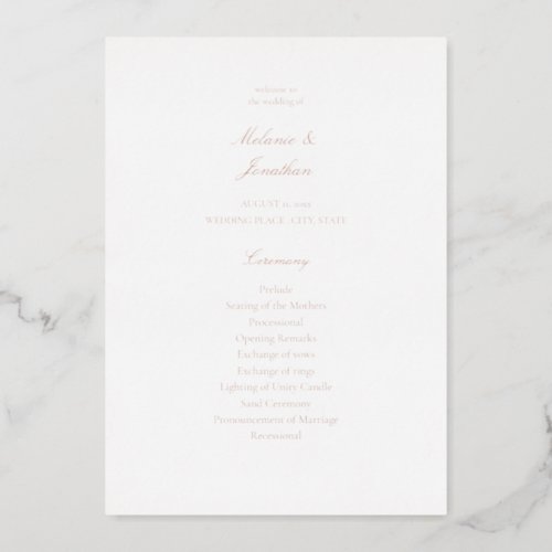 White Elegant Wedding Ceremony Program