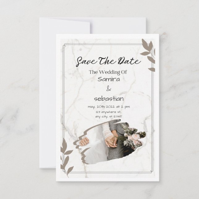 White Elegant Wedding Invitation (Front)