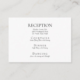 White Elegant Wedding Reception Enclosure Card
