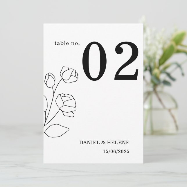  White Elegant Wedding Table Number Card (Standing Front)