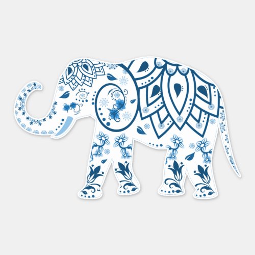 White Elephant Blue Boho Sticker