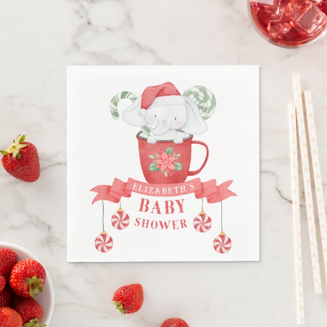 White Elephant Christmas | Baby Shower Napkins (Insitu)