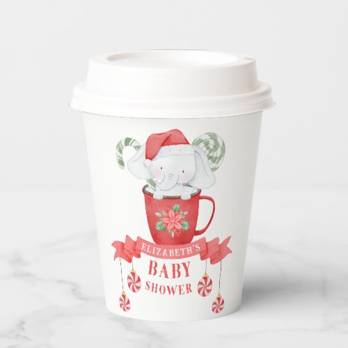 White Elephant Christmas  Baby Shower Paper Cups