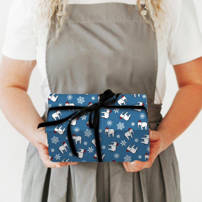 White Elephant Christmas (Blue) Wrapping Paper (Creator Uploaded)