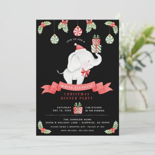 White Elephant Christmas Dinner Gift Exchange Invitation