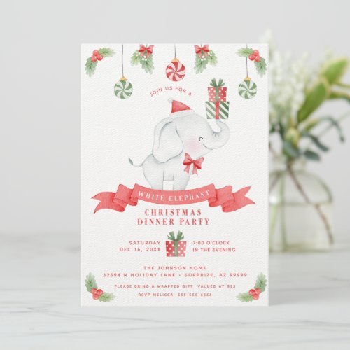 White Elephant Christmas Dinner Gift Exchange Invitation