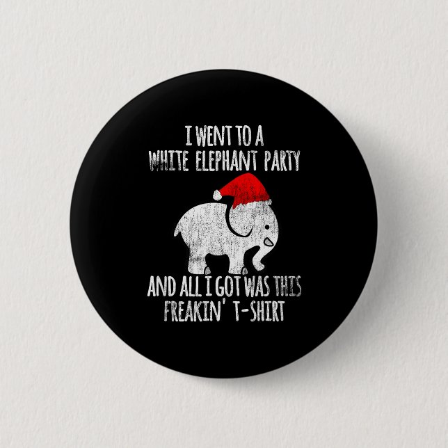 White Elephant Christmas Fun Gift Exchange Contest Button (Front)