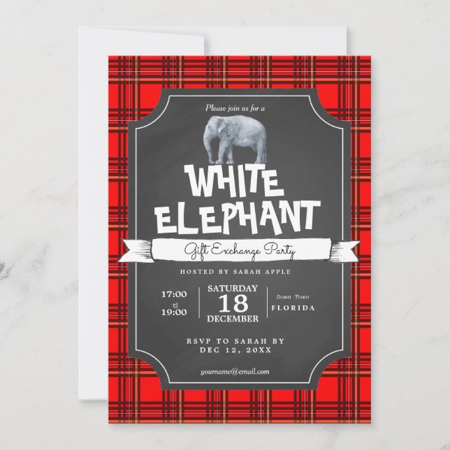 White elephant christmas gift exchange invite (Front)