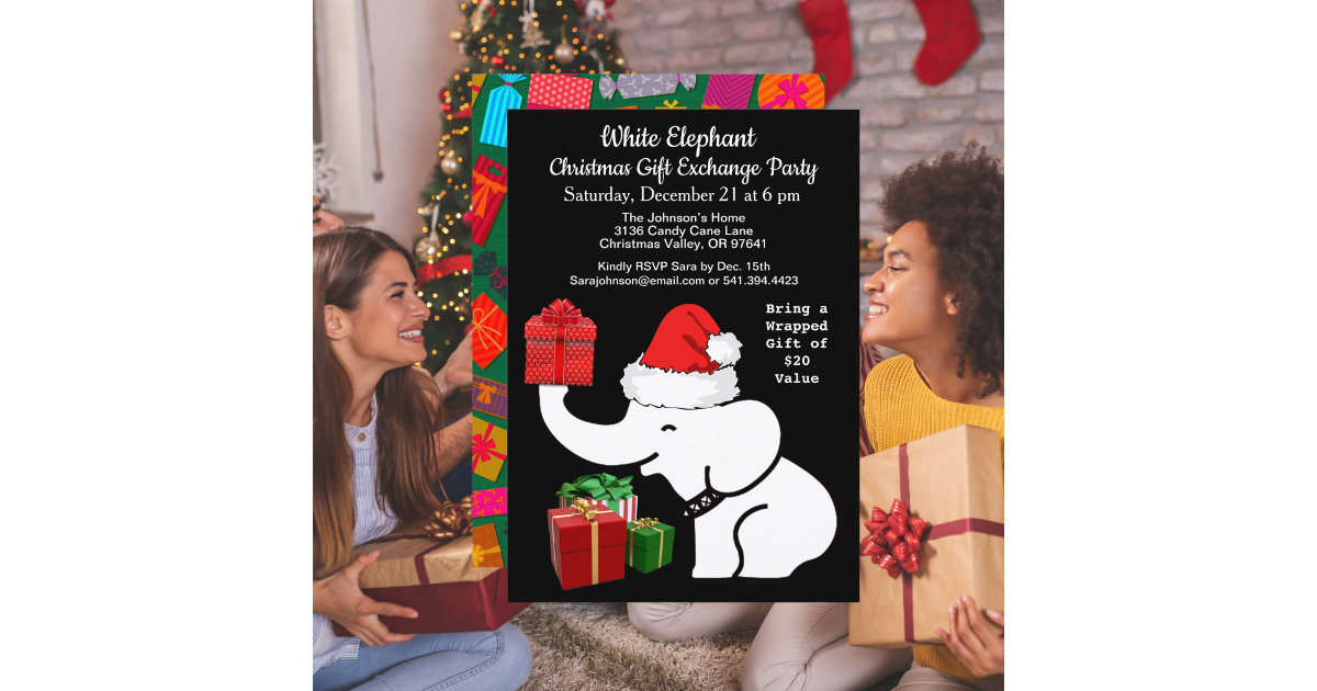 White Elephant Party Template Set, Gift Exchange Party Invitation, Holiday  Party Template Set, Christmas Party Invite Instant Download, Edit -   Israel
