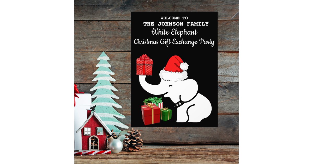White Elephant Christmas Gift Exchange Party Wall Photo Print Zazzle