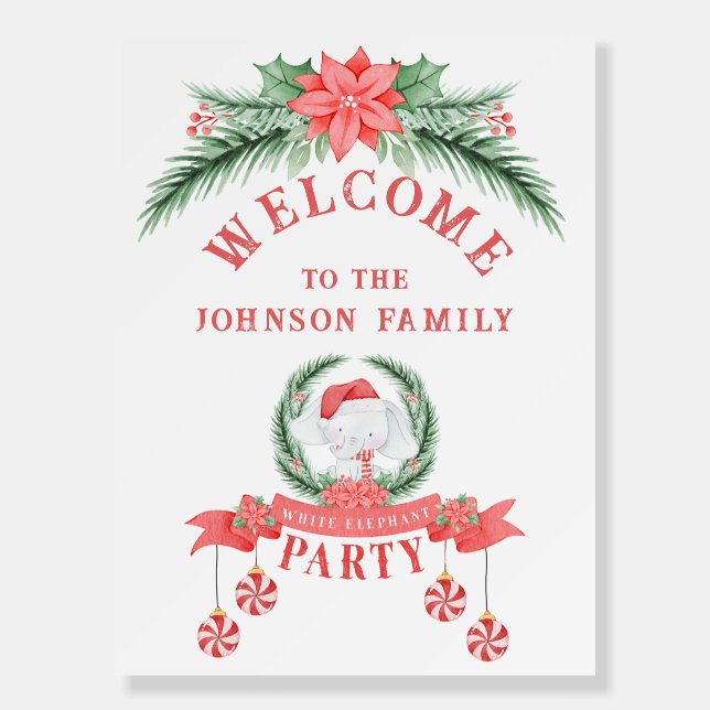 White Elephant Christmas Gift Exchange Welcome Foam Board (Front)