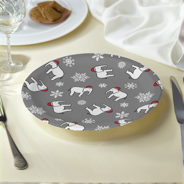 White Elephant Christmas (Gray) Paper Plate (Creator Uploaded)
