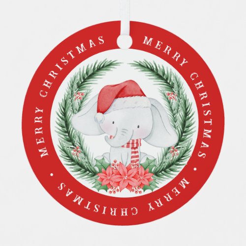 White Elephant Christmas Metal Ornament