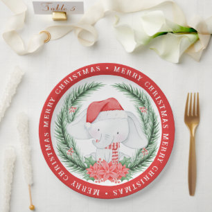 White Elephant Christmas Paper Plates