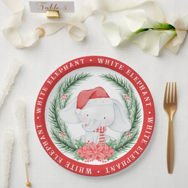 White Elephant Christmas Paper Plates (Wedding)