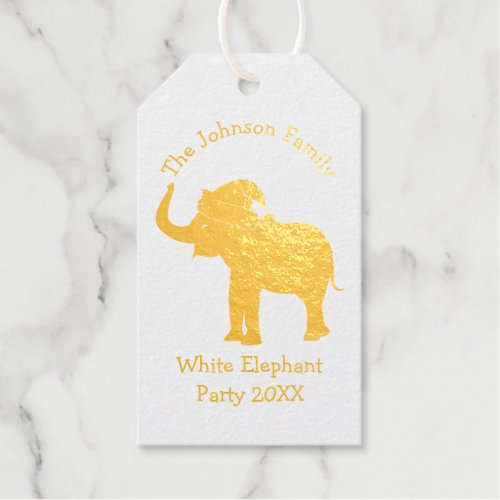 White Elephant Christmas Party Custom Gift Gold Foil Gift Tags