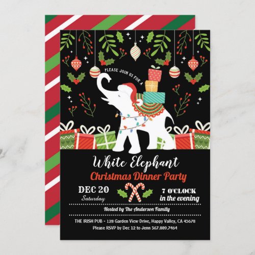 White elephant Christmas party gift exchange Invitation