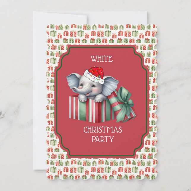 White Elephant Christmas Party Invitation (Front)