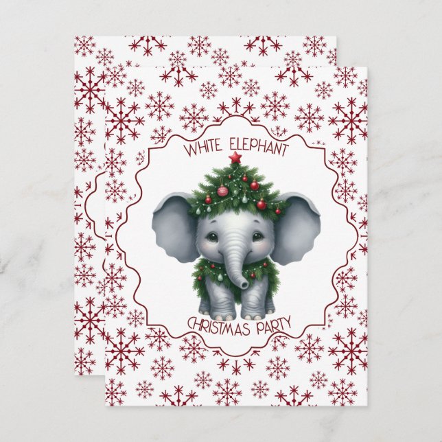 White Elephant Christmas Party Invitation (Front/Back)