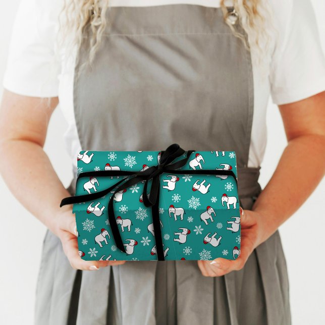 White Elephant Christmas (Teal) Wrapping Paper (Creator Uploaded)