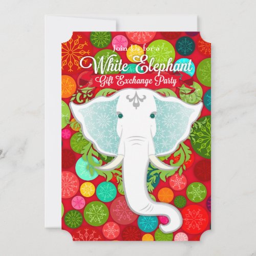 White Elephant Custom Holiday Party Invitations