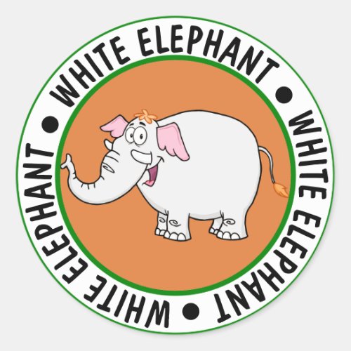 White Elephant Exchange Cartoon Classic Round Sticker