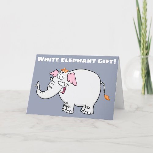 White Elephant Exchange Cartoon Holiday Card