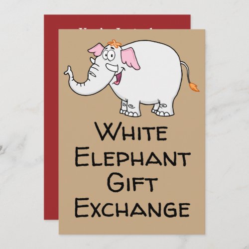 White Elephant Exchange Cartoon Invitation